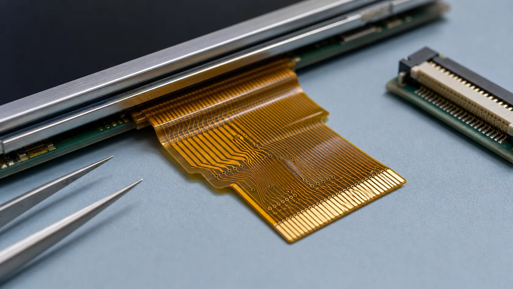 Flexible printed circuit cable connected to a TFT LCD module